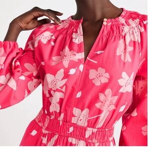 Pink floral waist-defining dress